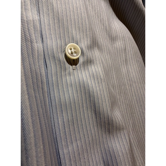 Brioni Men's Dress Shirt Blue/White Striped Silk Cotton Long Sleeve Button Up - Picture 14 of 16